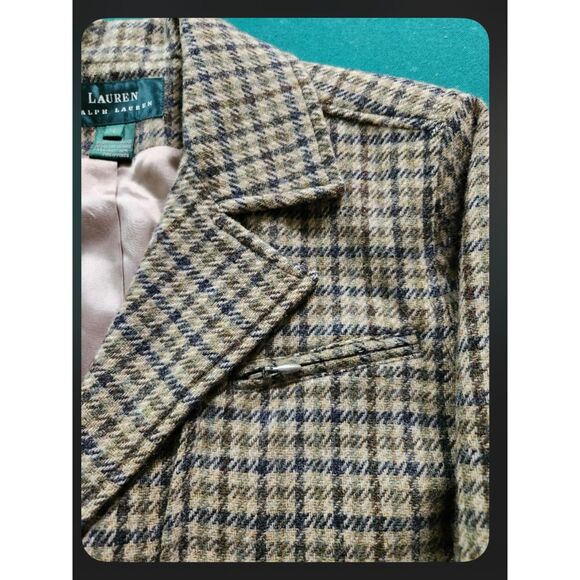Lauren Ralph Lauren Womens Blazer Wool 4 Academia Preppy Old Money Plaid - Picture 2 of 8
